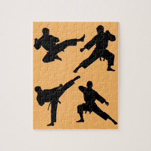 Modern Trendy Karate / Taekwondo / judo Orange Jigsaw Puzzle