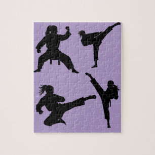 Modern Trendy Karate / Taekwondo / judo Purple Jigsaw Puzzle