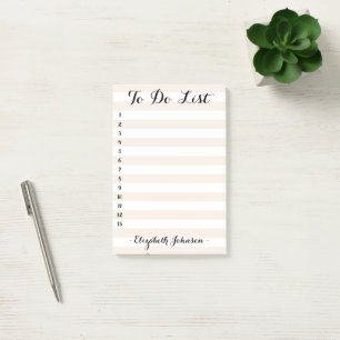 Modern Trendy Khaki Striped Numbered To Do List Post-it Notes