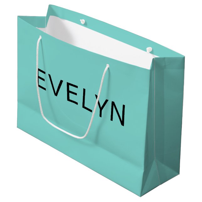 Modern Trendy Large Gift Bag Personalised Name (Front Angled)