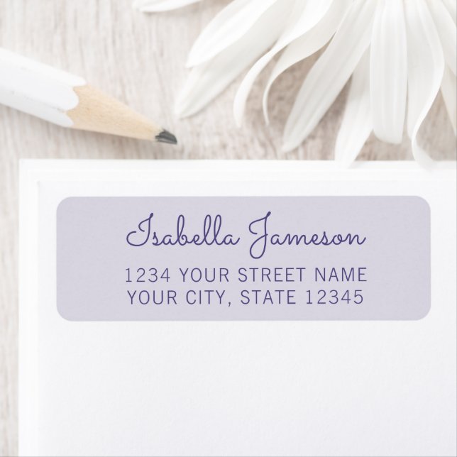 Modern Trendy Lavender Purple Return Address Return Address Label (Insitu)