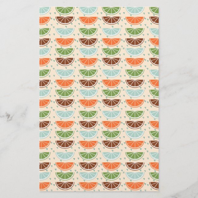 Modern Trendy Lemon Pattern Stationery (Front)
