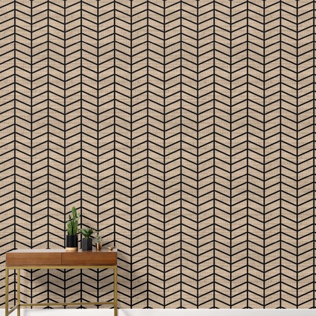 Modern Trendy Light Brown Chevron Wallpaper (Hallway)