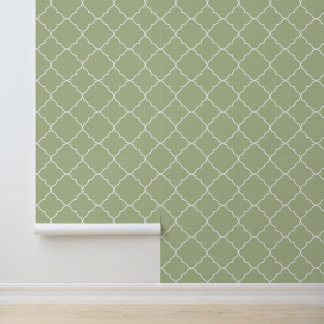 Modern Trendy Light Green Quatrefoil Wallpaper