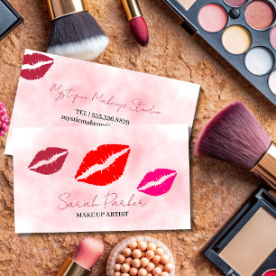modern trendy lips beauty make up artist  business card