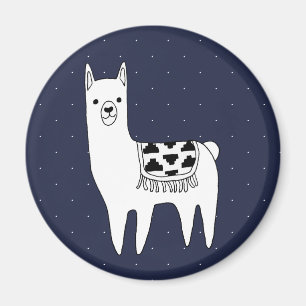 Modern Trendy Llama Sketch & Swiss Dots Magnet