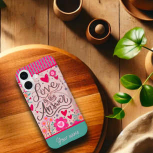 Modern Trendy Love Quote Hearts Inspirivity Name iPhone 16 Case