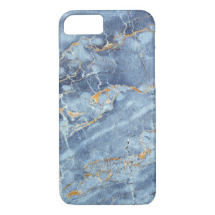 Modern Trendy Marble Pattern in Blue Gold Grey Case-Mate iPhone Case