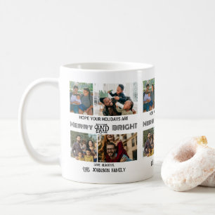 Modern trendy Merry and Bright Family Photo Coffee Mug