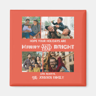 Modern trendy Merry and Bright Family Photo Magnet