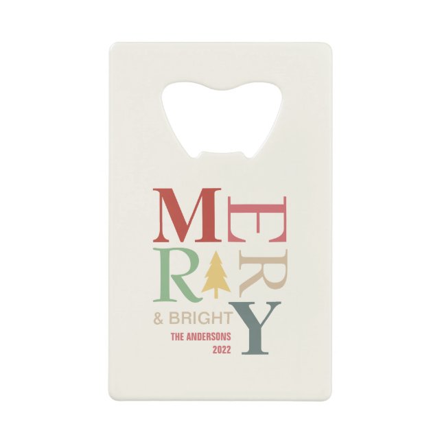 Modern Trendy Merry And Bright Minimalist Colourfu (Front)