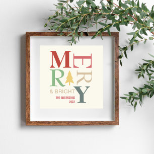 Modern Trendy Merry And Bright Minimalist Colourfu Poster