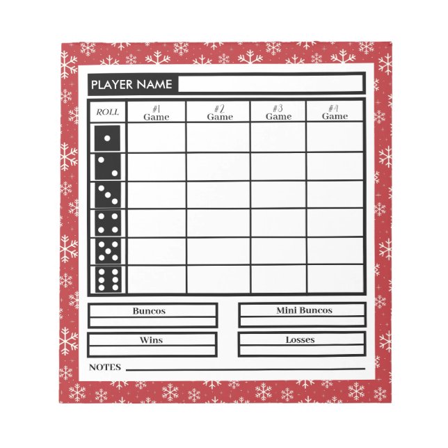 Modern Trendy Merry Christmas Bunco Score Notepad  (Front)