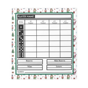 Modern Trendy Merry Christmas Bunco Score Notepad