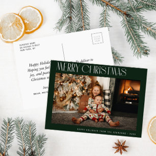 Modern trendy minimal merry christmas postcard