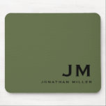 Modern Trendy Minimal Monogram Olive Mouse Pad<br><div class="desc">A minimalist monogram design with large typography initials in a classic block typography with your name below. This professional mousepad is perfect for home,  office or personalised gift.</div>