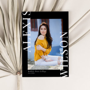 Modern Trendy Minimalist 3 Photo Graduation Invitation