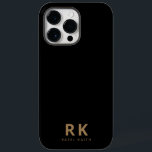 Modern Trendy Minimalist Black Gold Two Monogram Case-Mate iPhone 14 Pro Max Case<br><div class="desc">A modern and elegant two monogram Case-Mate iPhone 14 Pro Max Case in black and gold. Featuring a casual minimalist bold serif font of your initials and name. Truly giving a classic and crisp yet trendy and casual feel. Perfect as a gift for employees,  colleague,  boss or professionals.</div>