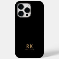 Modern Trendy Minimalist Black Gold Two Monogram