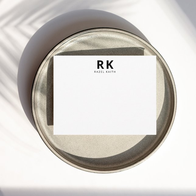 Modern Trendy Minimalist Black Two Monogram Card (Creator Uploaded)