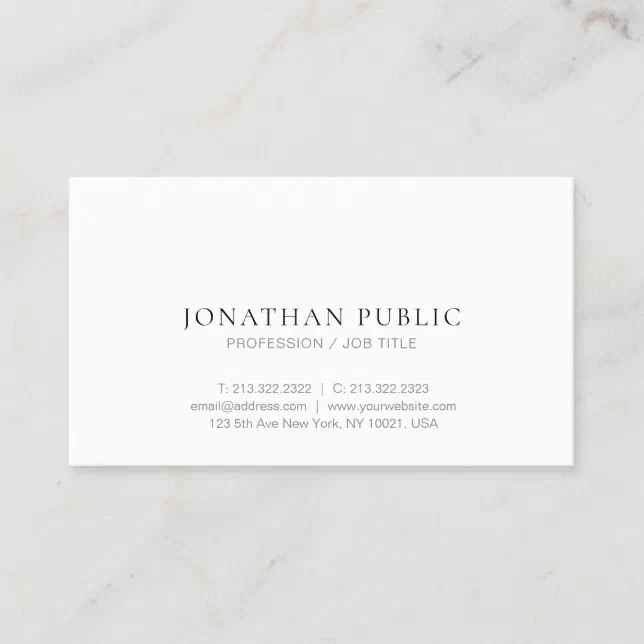 Modern Trendy Minimalist Design Elegant Plain Chic Business Card | Zazzle
