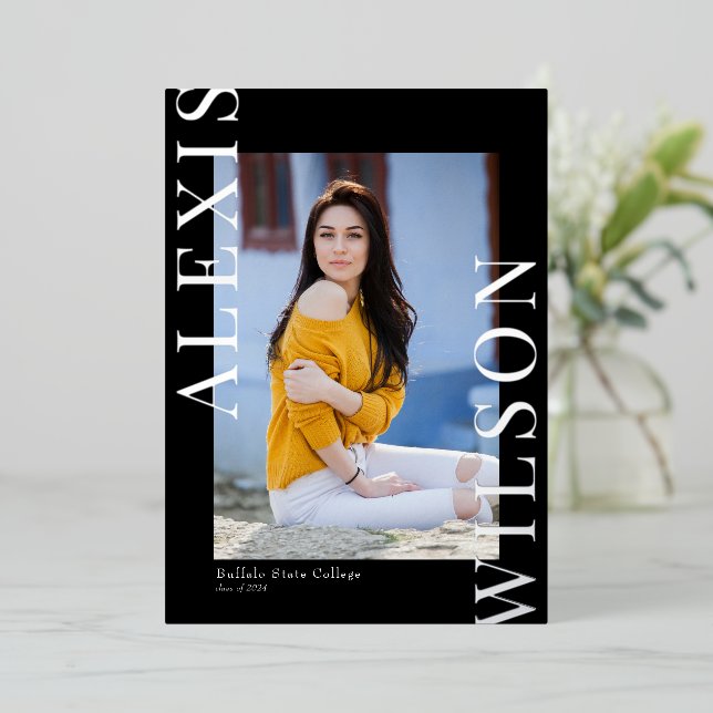 Modern Trendy Minimalist Graduation Invitation (Standing Front)