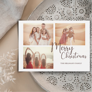 Modern trendy minimalist photos Merry Christmas Holiday Card