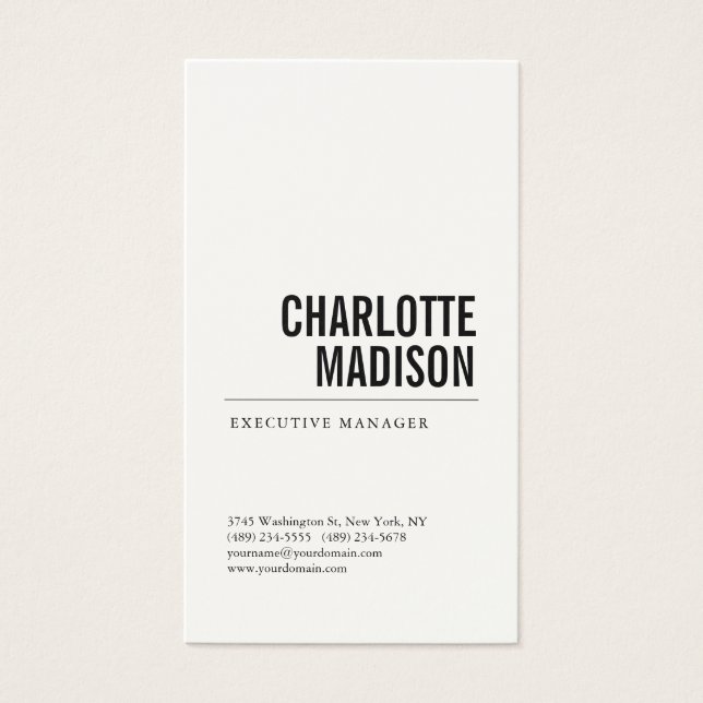 Modern Trendy Minimalist Plain Profile Card (Front)