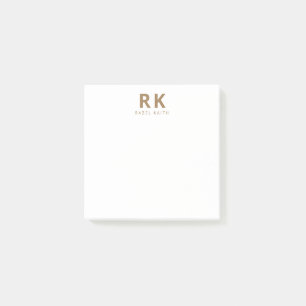 Modern Trendy Minimalist Stylish Gold Two Monogram Post-it Notes