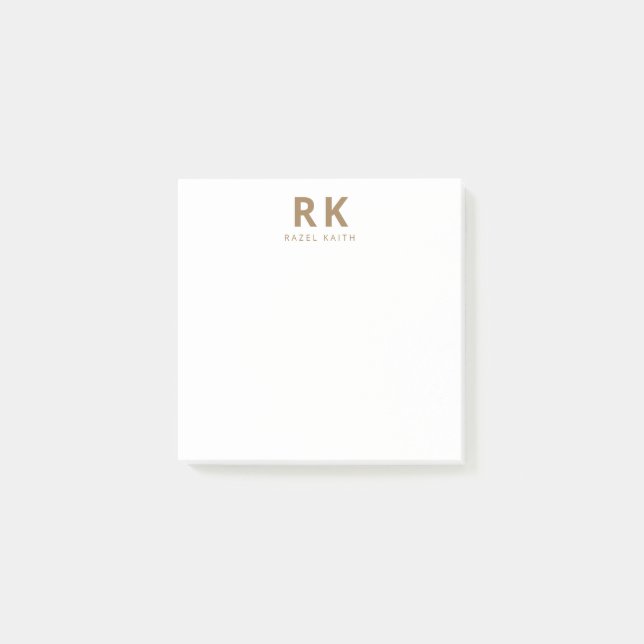 Modern Trendy Minimalist Stylish Gold Two Monogram Post-it Notes (Front)