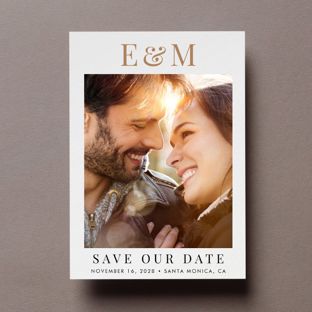 Modern Trendy Monogram Photo Save The Date (Creator Uploaded)