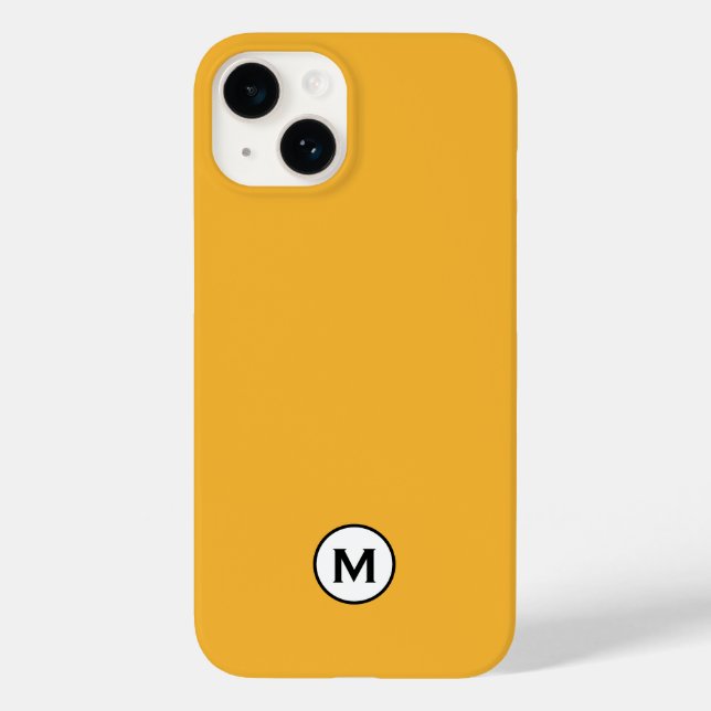 Modern Trendy Mustard Yellow Monogram Case-Mate iPhone Case (Back)