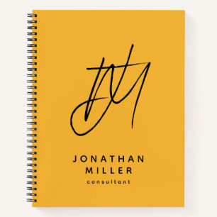 Modern Trendy Mustard Yellow Monogram Notebook