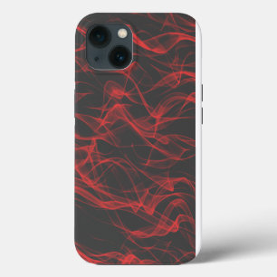 Modern Trendy Neon Red Curvy Line Abstract Pattern iPhone 13 Case