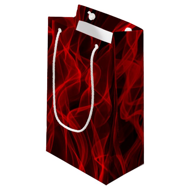 Modern Trendy Neon Red Curvy Line Abstract Pattern Small Gift Bag (Front Angled)
