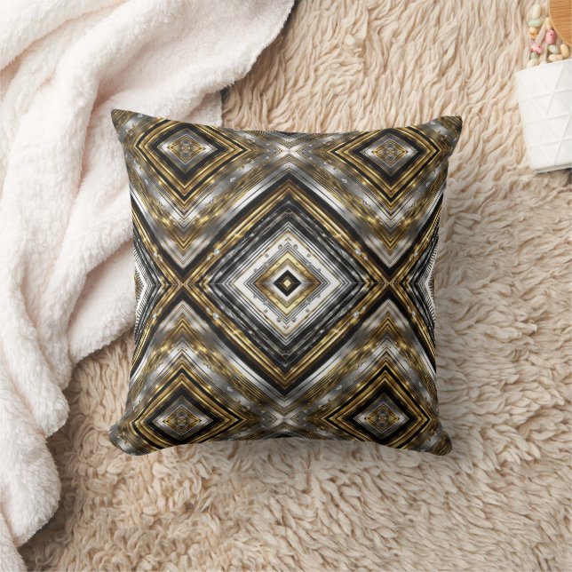 Modern, trendy pattern in silver, gold and black  cushion (Blanket)