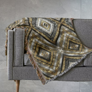 Modern, trendy pattern in silver, gold and black throw blanket