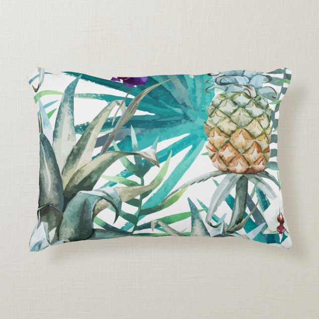 Modern trendy pattern pineapples fruit family chic decorative cushion (Front)
