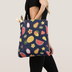 Modern trendy pattern pineapples fruit watermelon tote bag