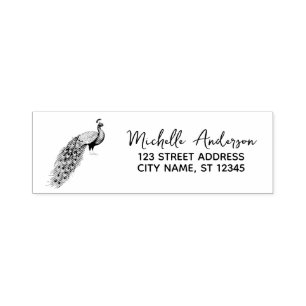 Modern Trendy Peacock Return Address Self-inking Stamp