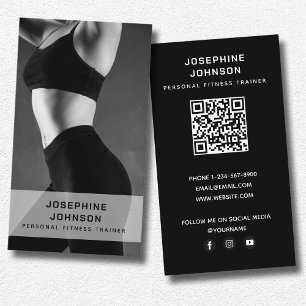Modern Trendy Personal Trainer Fitness Photo Business Card