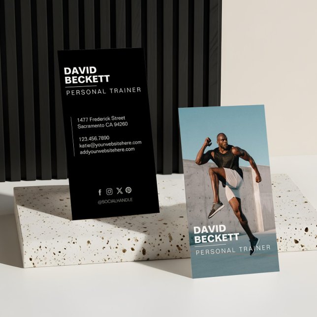 Modern & Trendy Personal Trainer Fitness Photo Business Card (Modern & Trendy Personal Trainer Fitness Photo Business Card)