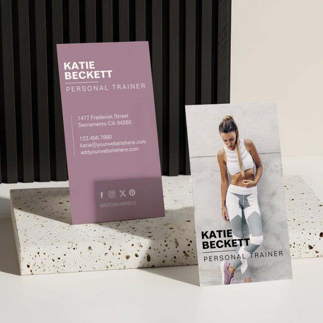Modern & Trendy Personal Trainer Fitness Photo Business Card (Modern & Trendy Personal Trainer Fitness Photo Business Card)