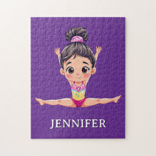 Modern Trendy Personalised Gymnastics Gymnast Jigsaw Puzzle