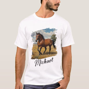 Modern Trendy Personalised Horse Photo and Text    T-Shirt