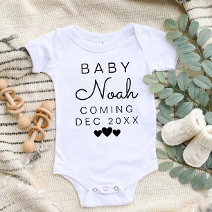 Modern Trendy Personalised Last Name Announcement Baby Bodysuit