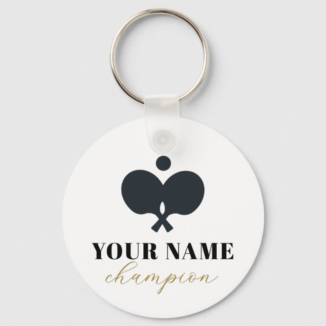 Modern Trendy Personalised Name Ping Pong Ball     Key Ring (Front)