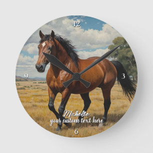 Modern Trendy Personalised Photo Horse Lover  Round Clock