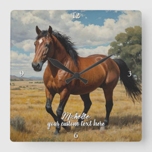 Modern Trendy Personalised Photo Horse Lover  Square Wall Clock