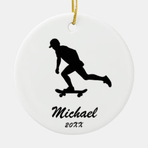 Modern Trendy Personalised skateboarder Ceramic Ornament
